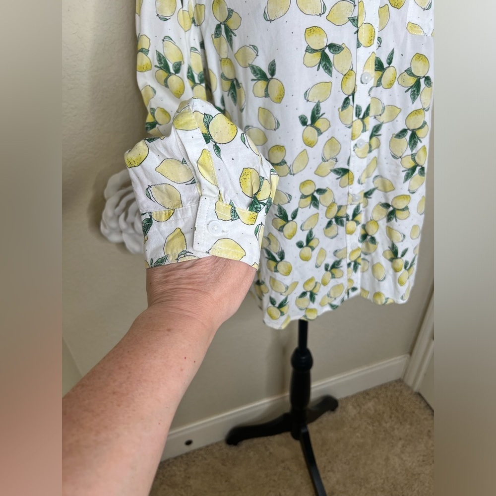NTM: BeachLunchLounge Lemon Printed Alanna Button Down Long Sleeve Top Sz L - Picture 7 of 16
